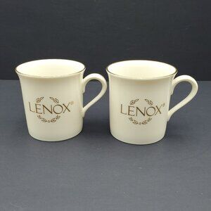 Lenox Logo Mugs Lenox Name Gold Wreath Gold Trimmed Ivory Mugs
